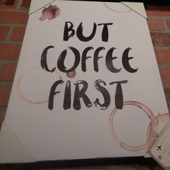 But Coffee Cup Stain Mark FIRST Canvas Wall ART Hanging Barista Home Decor Cafe - Picture 2 of 7